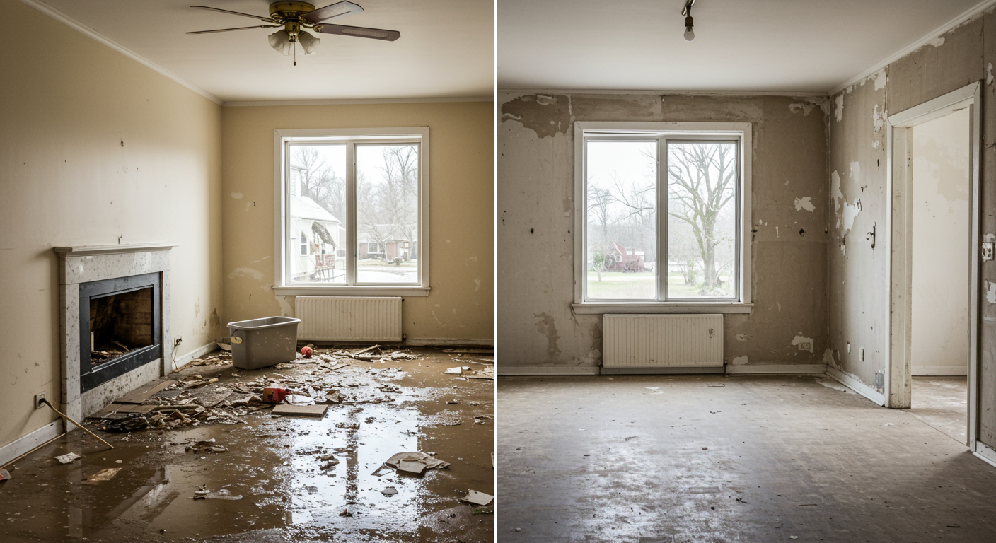 Before and After Flood Damage Restoration